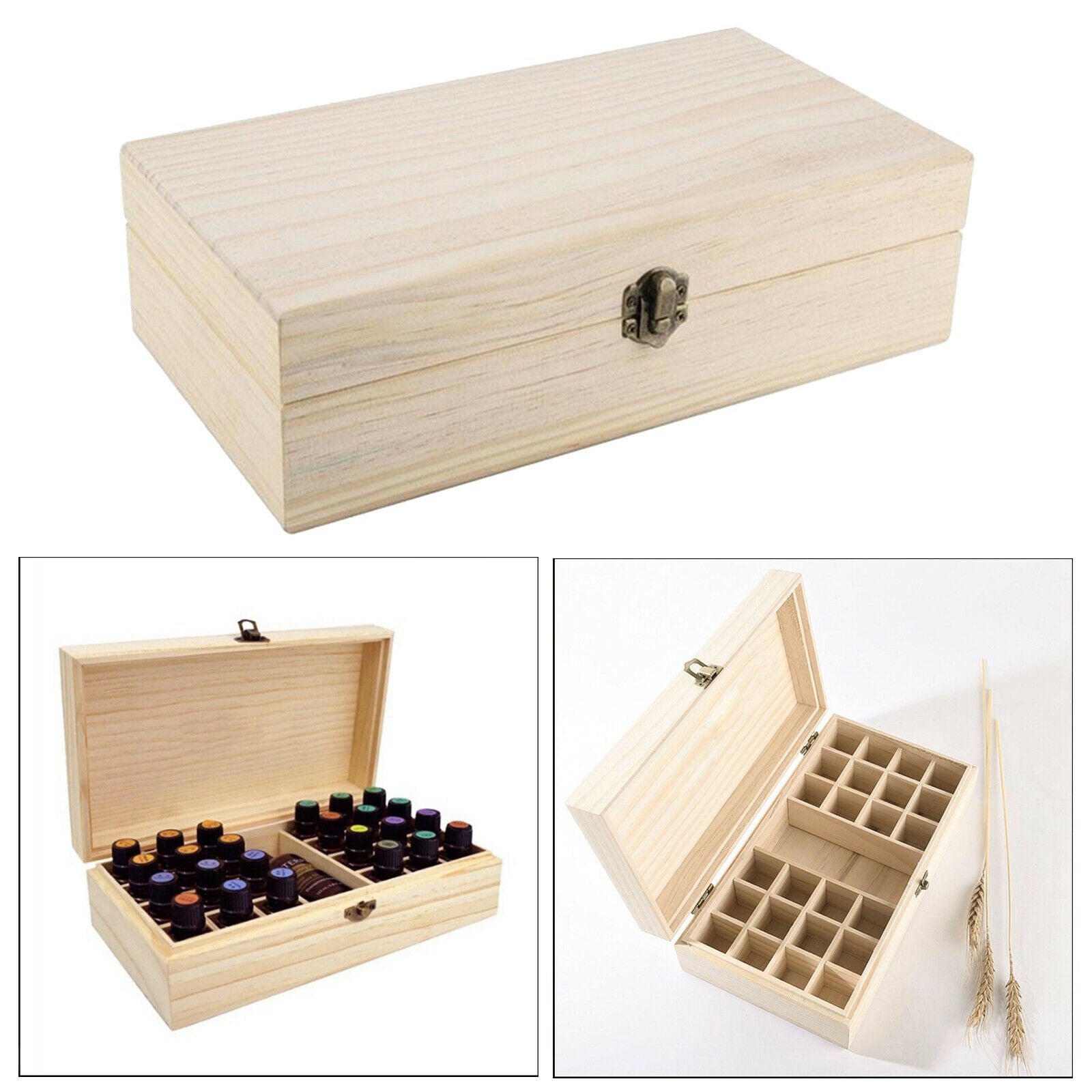 25 Slots Wooden Storage Box Organizer Case for Essential Oils Aromatherapy