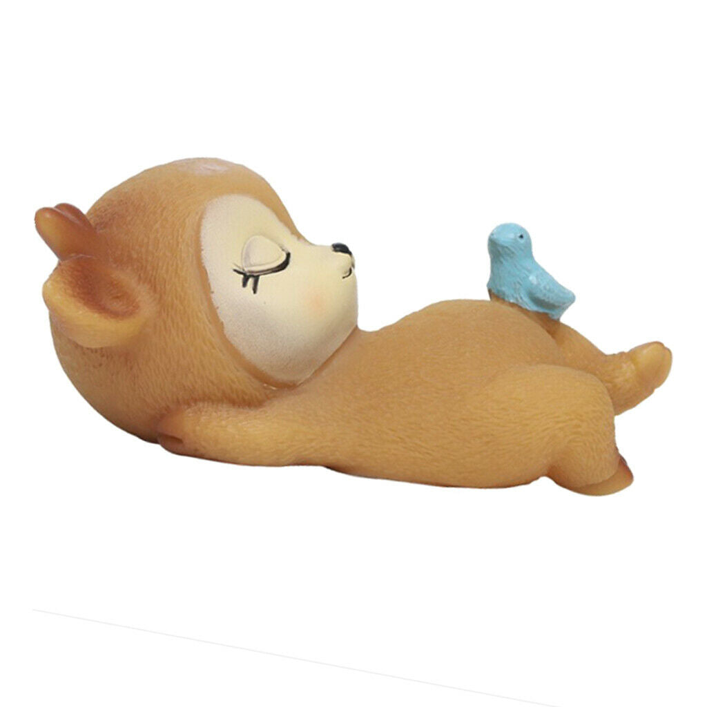 4x Sleeping Deer Baby Car Decoration Cartoon Desktop Silicone Craft DIY Ornament
