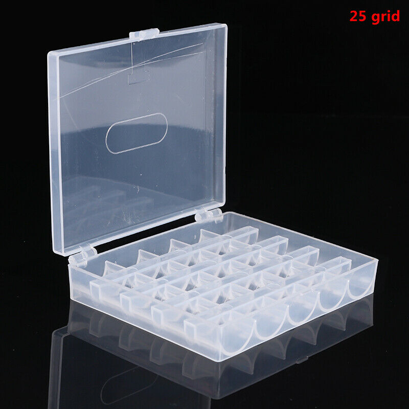 25 Spools Bobbins Sewing Machine Bobbin Case Organizer Storage Clear Box TooBDA