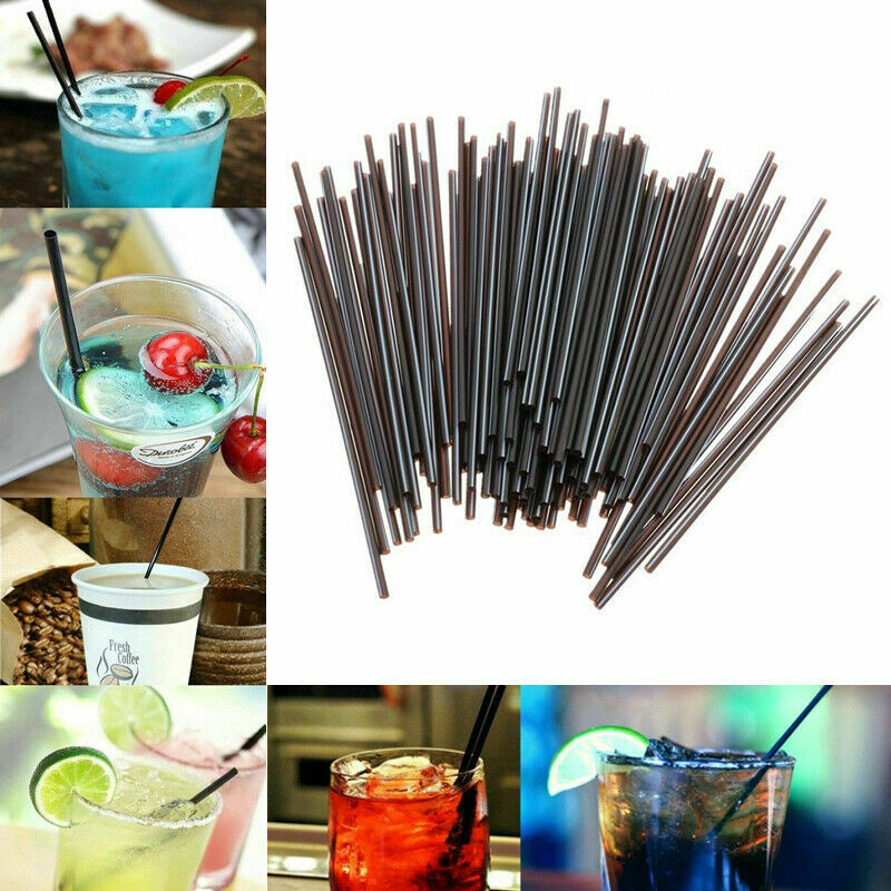 100Pcs Black Plastic Mini Cocktail Straws For Celebration Drink Party Supplies
