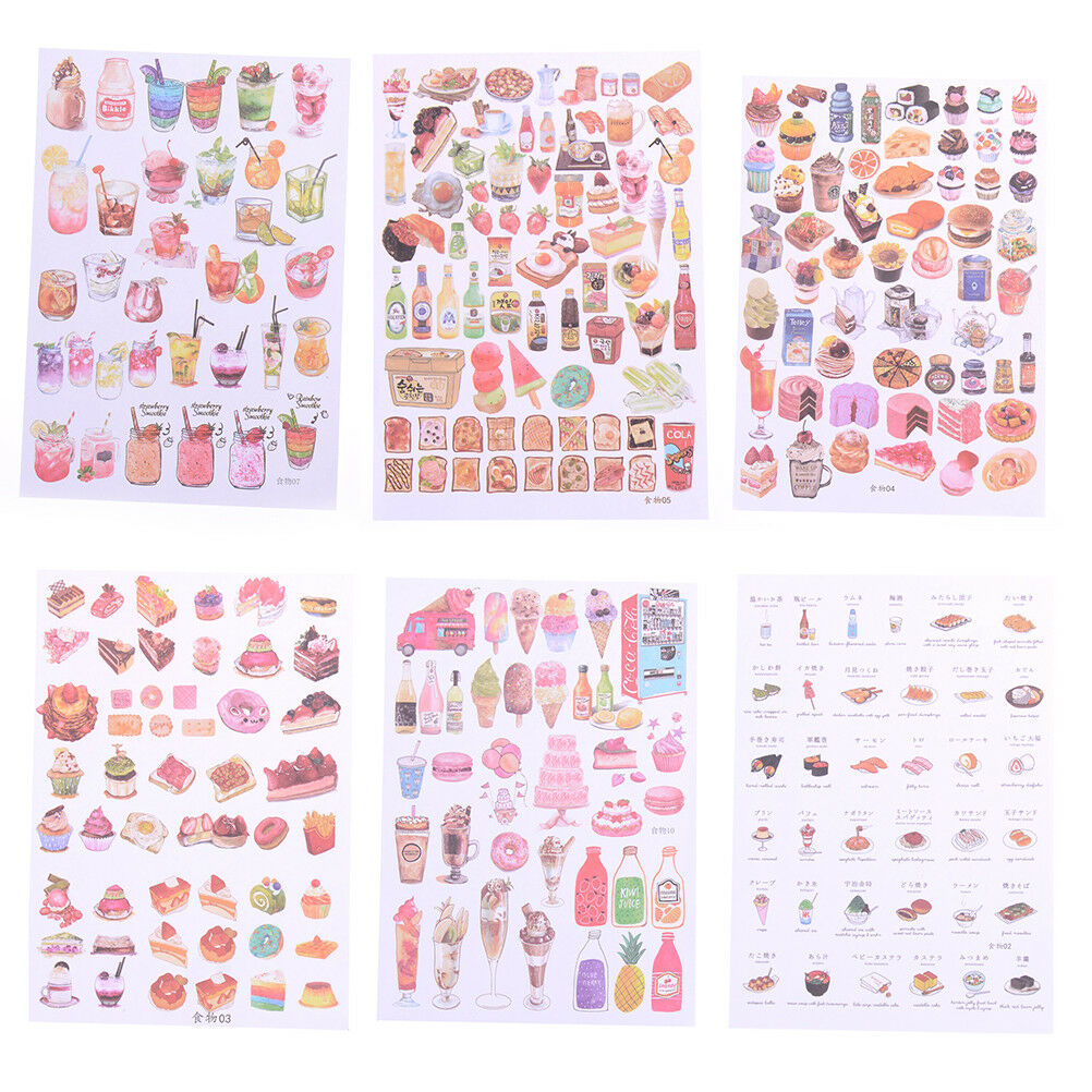 2Sheets Creative Food Drinks Diary Scrapbook Decoration DIY Stickers Toys .l8