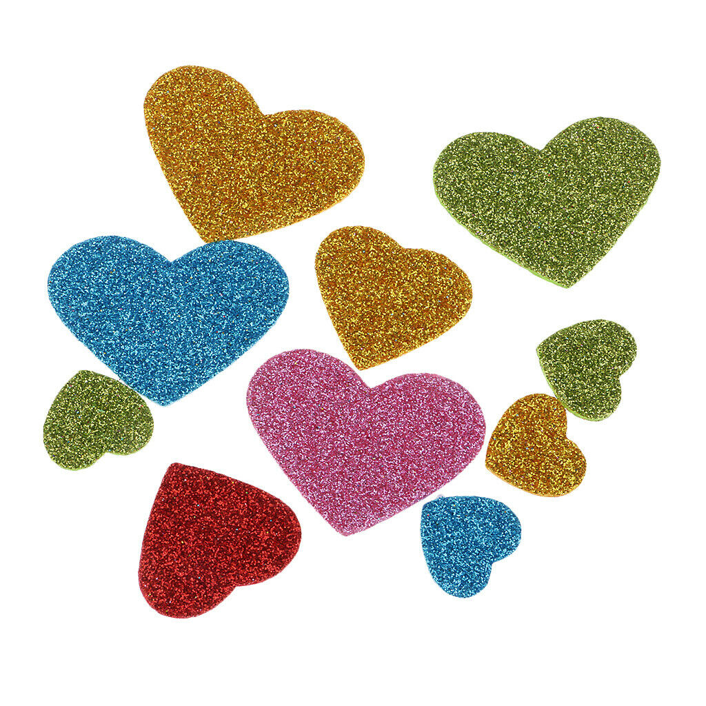 200 Pcs Heart Glitter Foam Wall Stickers for Kids Nursery Living Room Decor