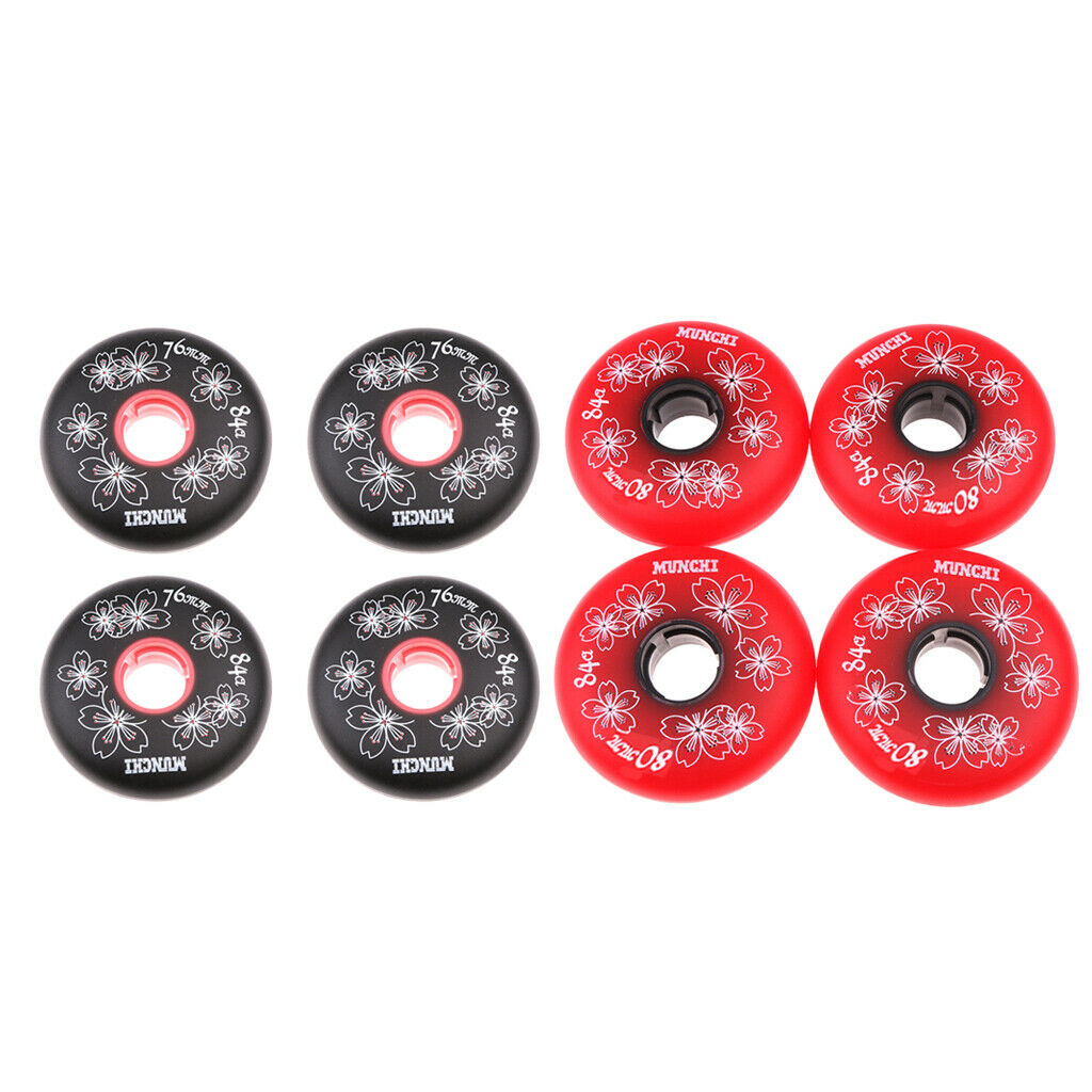 8x Inline Wheel Fitness Roller Skate Replacement Skating Outdoor 76mm+80mm