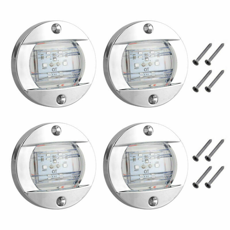 4PCS Round Marine Boat LED Courtesy Lights Cabin Deck Starboard Stern Light Blue