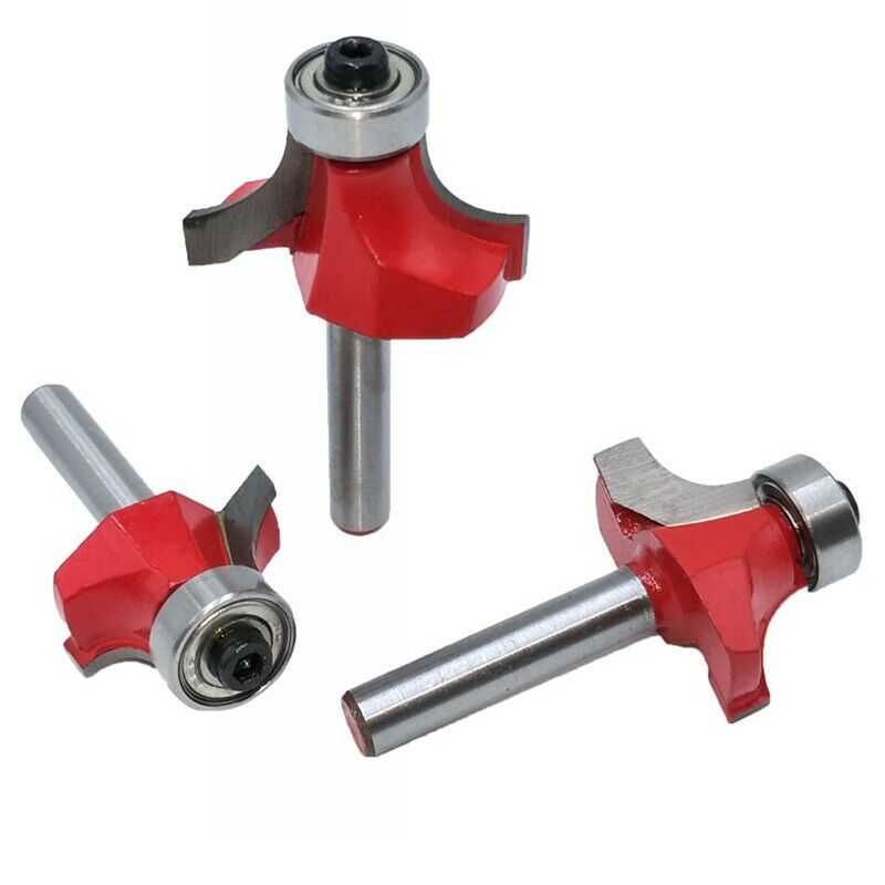 5Pcs 6mm Shank Corner Round Over Router Bit with Bea Cleaning Flush Milling CuW3