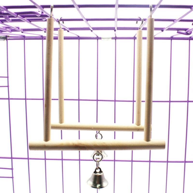 Wooden Birds Cage Perch Parrot Toys Stand Holder Natural Wood Swing Pet S.l8