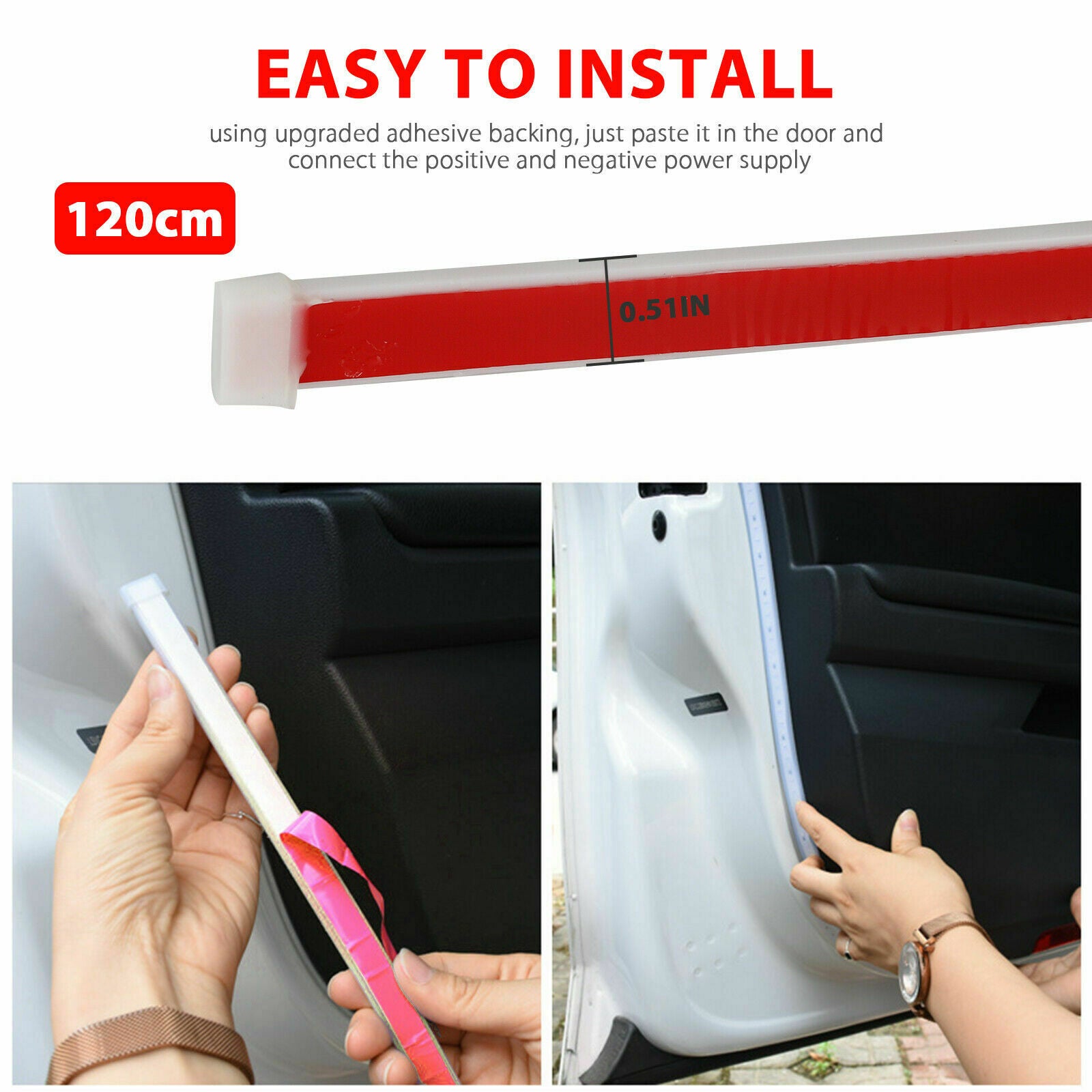 2pcs Car Door Open Warning Lamp Flashing LED Lights Strip Anti-collision Safety