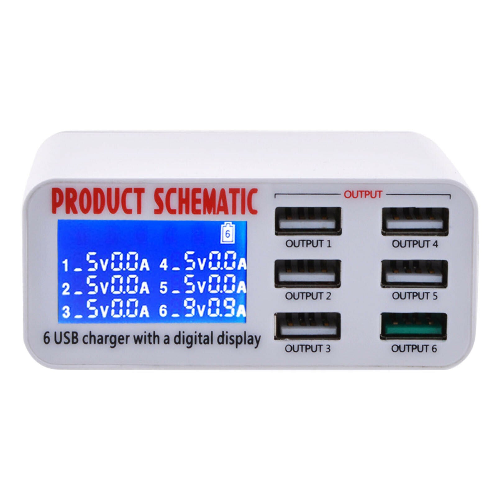 Multiple 6-Port USB Charger Phone Charger Adapter QC3.0 Fast Charger UK Plugs