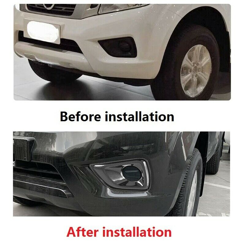 for  Navara NP300 2016-2021 Carbon Fibre Car Front Fog Light Lamp DecorativeJ2S2