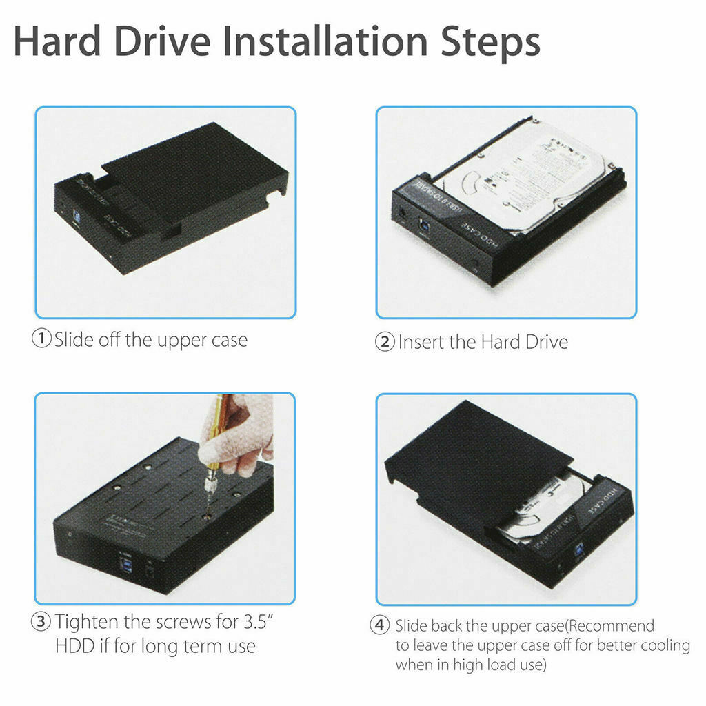 USB3.0 2.5''/3.5'' SATA Hard Drive Enclosure HDD SSD Disk Case with LED