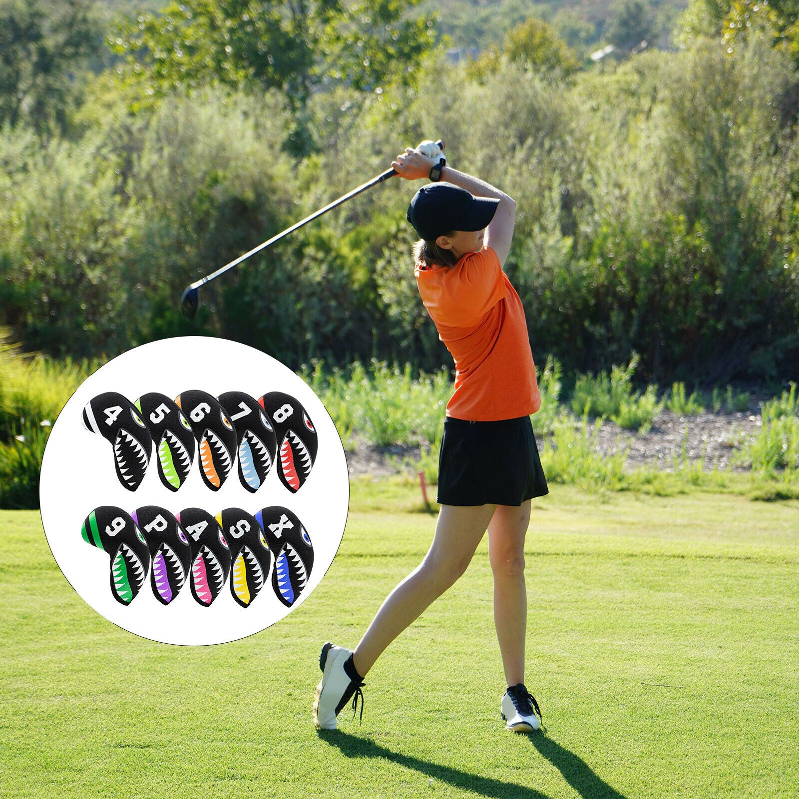 10 Pieces Golf Iron Head Cover Durable Club Headcover Anti-Scratch Transport
