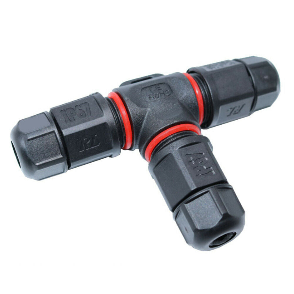 IP67 3PIN T Type Waterproof Connector 250V24A Quick Cable Gland Sleeve Connector