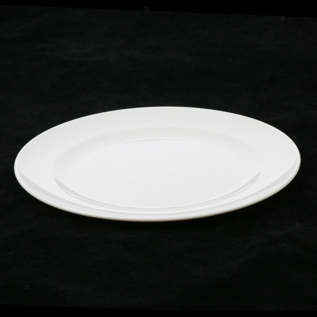 Plastic Round Food Serving Plate Dish Salad Fruits Container Tray White M