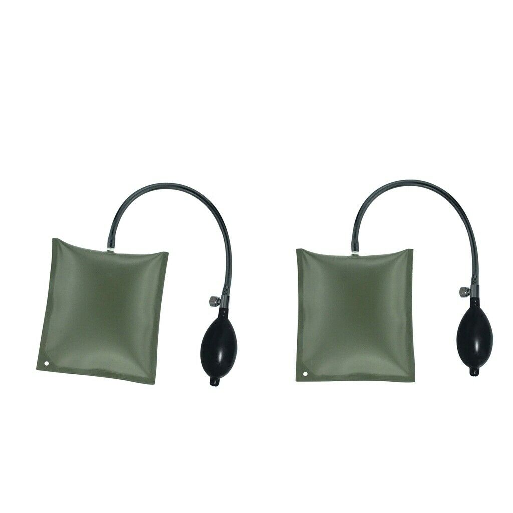 2pcs Adjustable Inflatable Air Bag Wedge Shim Pump Car Door Window Tool Green