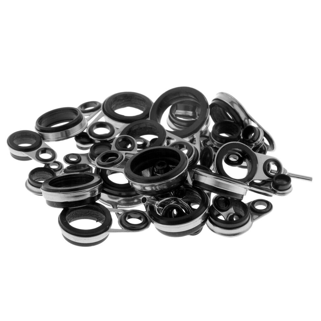 37Pcs Fishing Rod Guides Top Tips Ceramics Ring Repair Telescopic Rod Guides