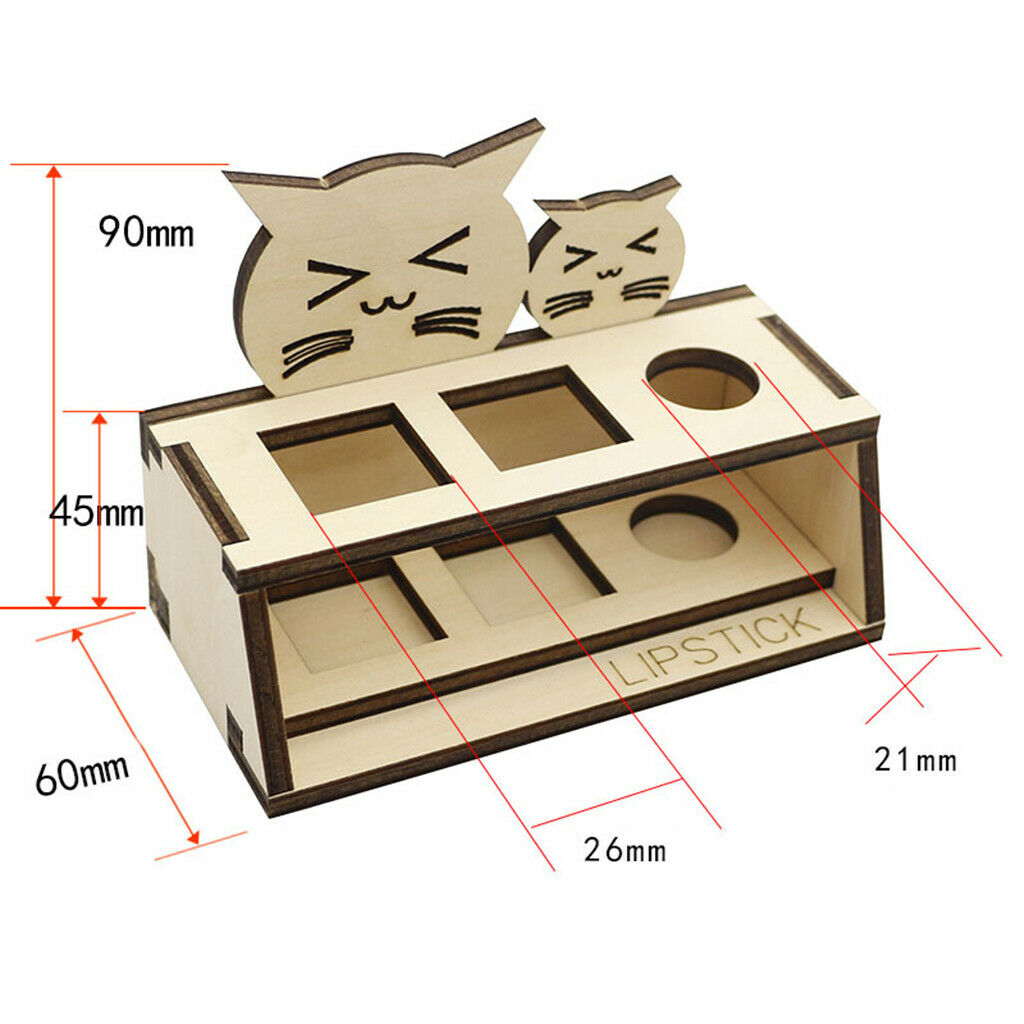 Empty Wooden Lipstick Display Holder Stand Desktop Lip Balm Makeup Organizer