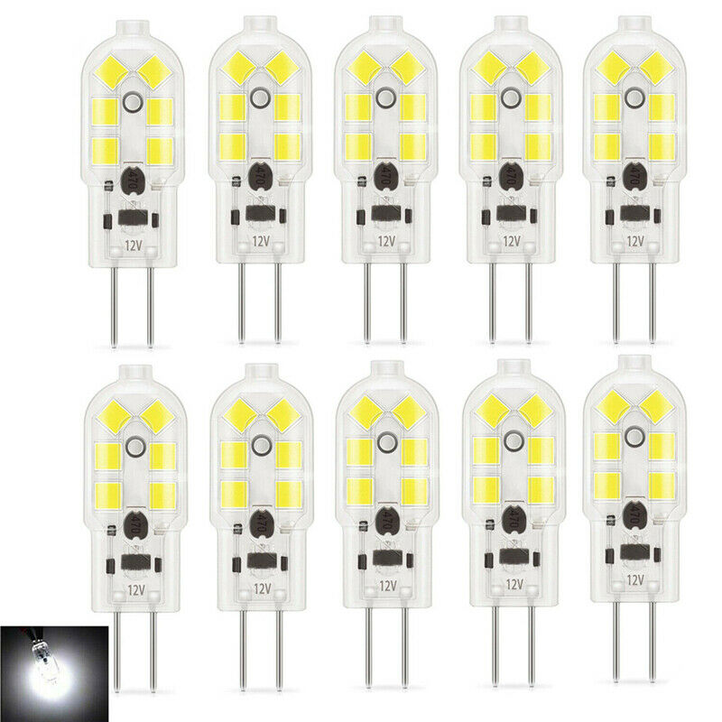 10 Pcs G4 5W 2835 SMD Bi-pin Halogen Lamp Light Bulb DC 12V 6000K Clear White