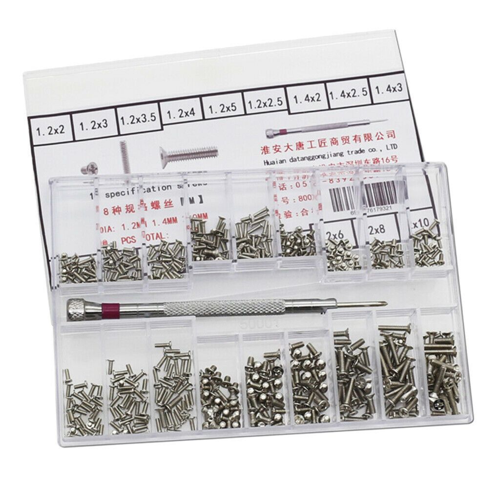 500pcs 18types Screw Nuts Watch Repair Kit DIY Crafts Making 1.2-2.0mm