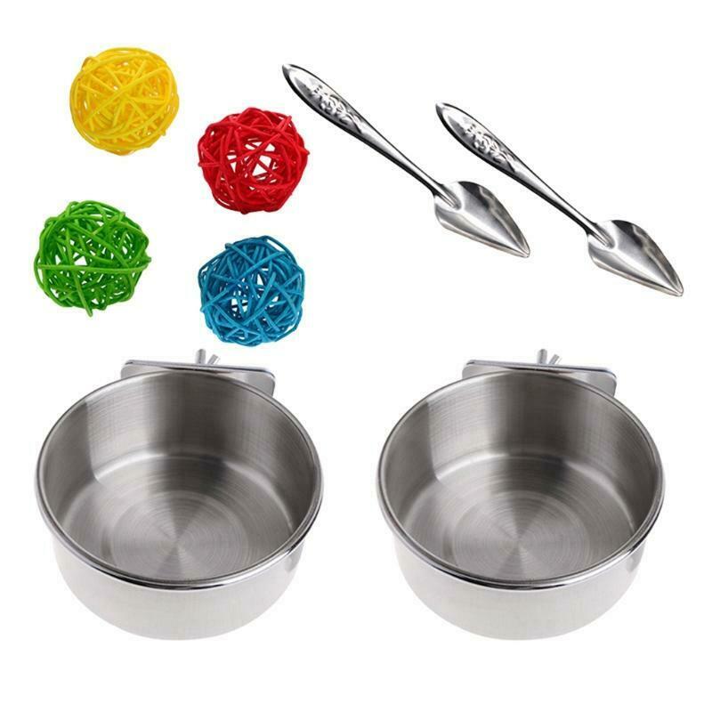 Parrot Feeding Cups Bird Feeder Cup for Cage Stainless Steel for Parakeet Conure