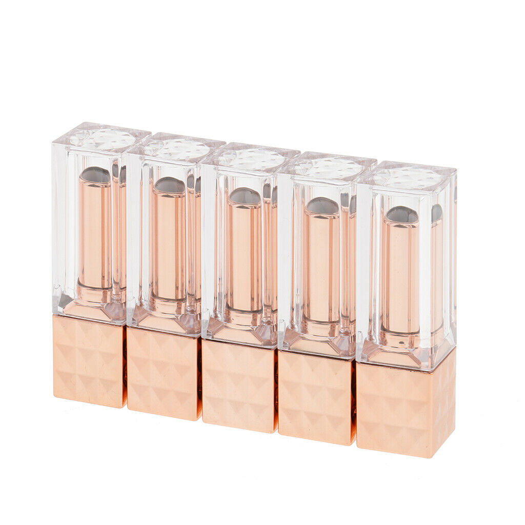 Pack of 5 Diamond Pattern DIY Lipstick Tubes Containers with Clear   Set