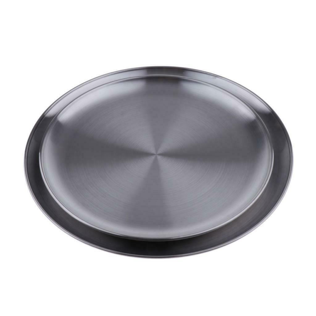 Stainless Steel Plate, Round, 12 inches(Dia) - Portable Dinnerware Plates for