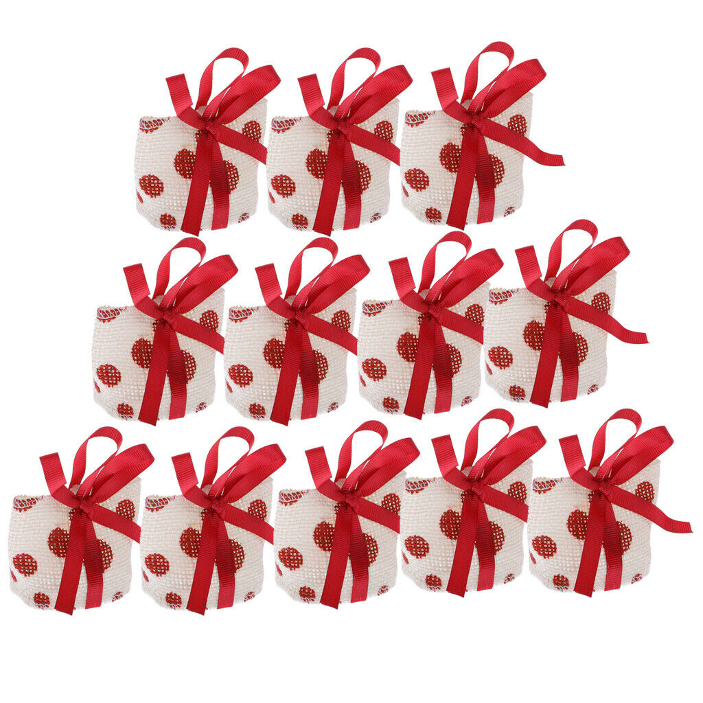 12pcs Red Pokla Dot Small Sweets Candy Bags with Handle Wedding Party Favor
