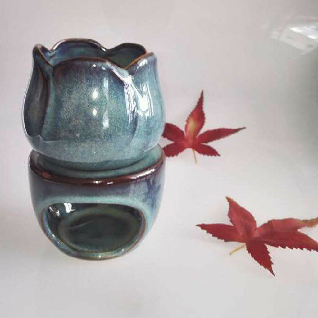 European Lotus Incense Cones Burner Candle Tealight Holder Ornament Blue