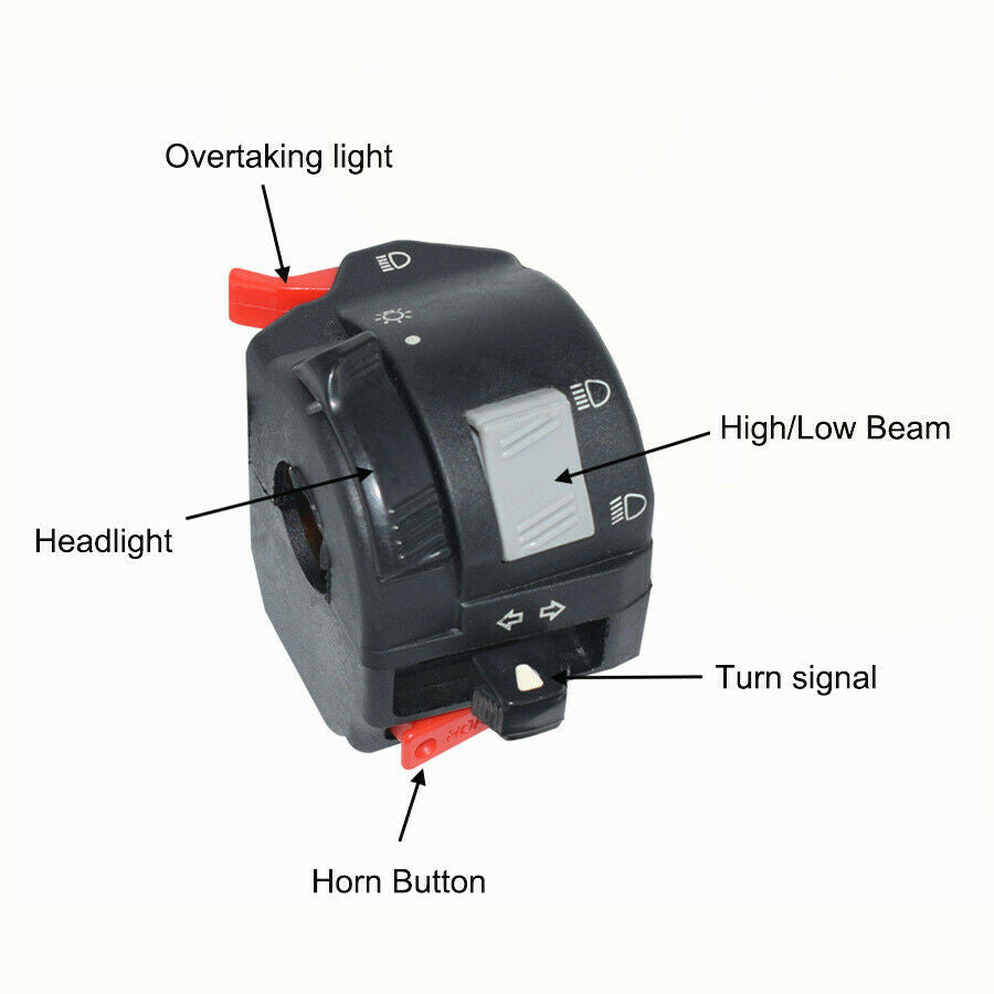 22mm Universal Motorcycle Handlebar Control Headlight Turn Signal Horn Switch