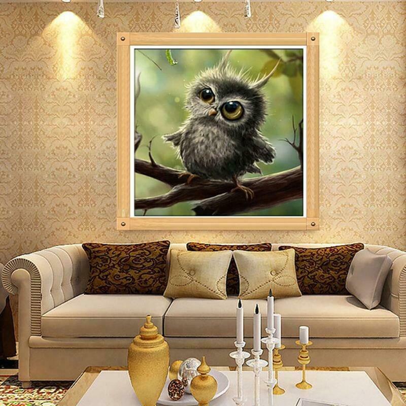 DIY 5D Owl Diamond Painting Embroidery Crafts Cross Stitch Home Room Wall Decor