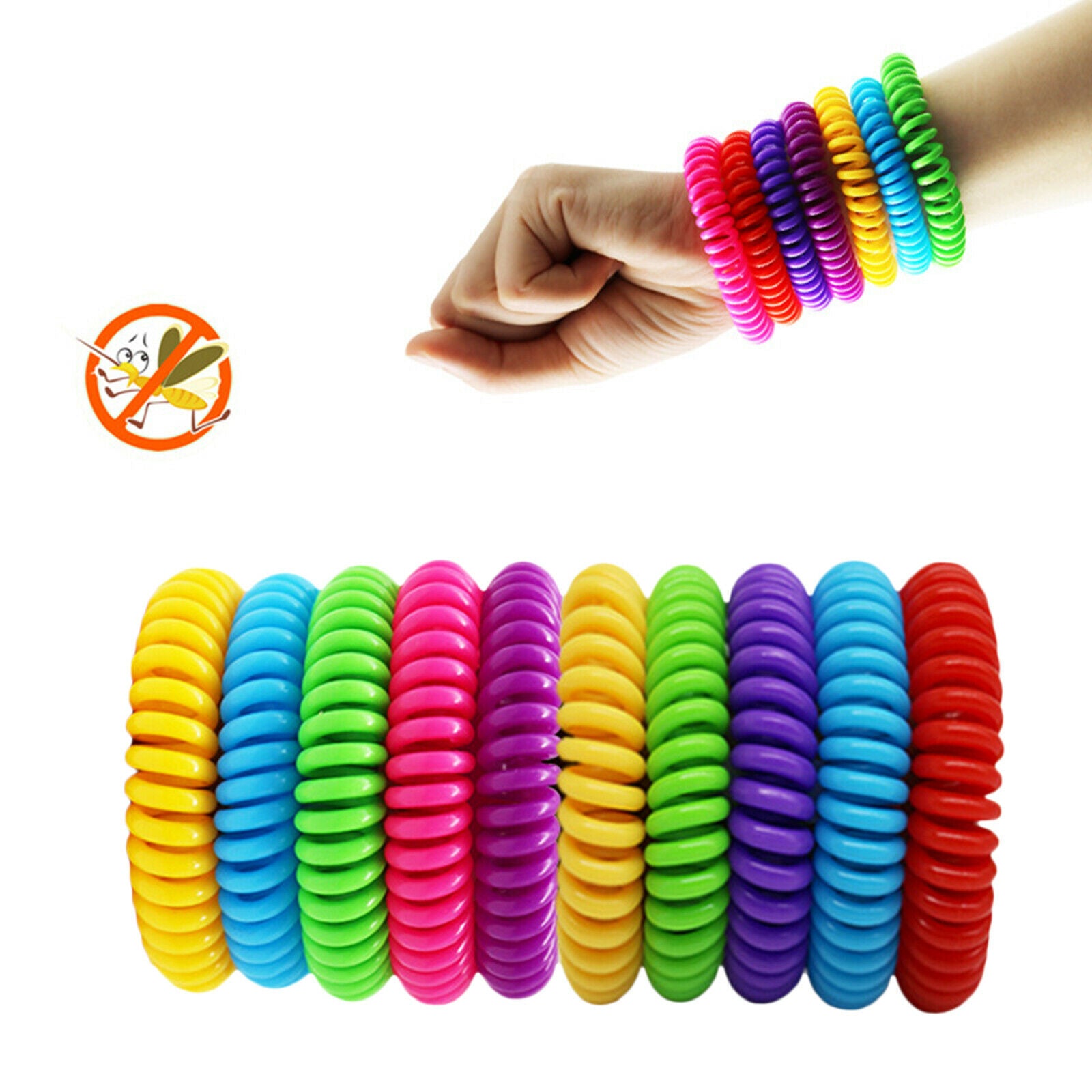 2X 10 Pcs Mosquito Repellent Bracelets  Free Waterproof Spiral Wrist Bands