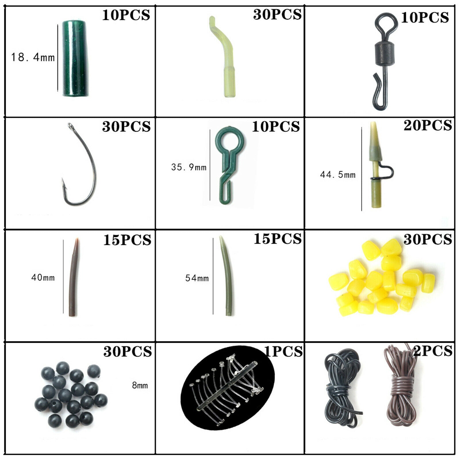 Set of 225 Fishing Tackle Box Baits Swivels Hair Rigs Saltwater & Freshwater