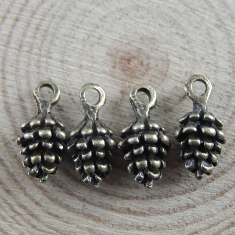 40 pcs Antiqued Bronze Alloy Metal Pine Cone Charm Handmade Jewelry Accessories