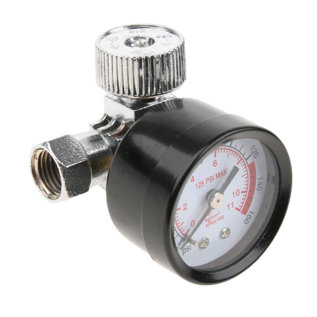 1/4'' Adjustable Mini Pressure Regulator Dial Gauge Spray Gun Air Control