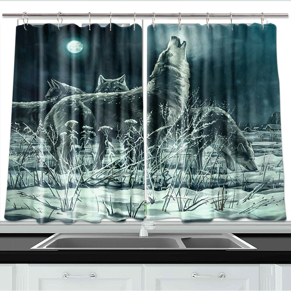 Crying Wolf Window Treatments for Kitchen Curtains 2 Panels, 55X39 Inches
