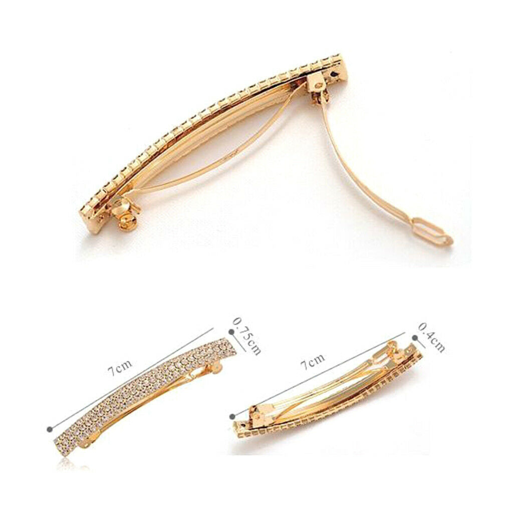 Prettyia Rhinestone Rectangle French Barrette Hair Clip Automatic Spring