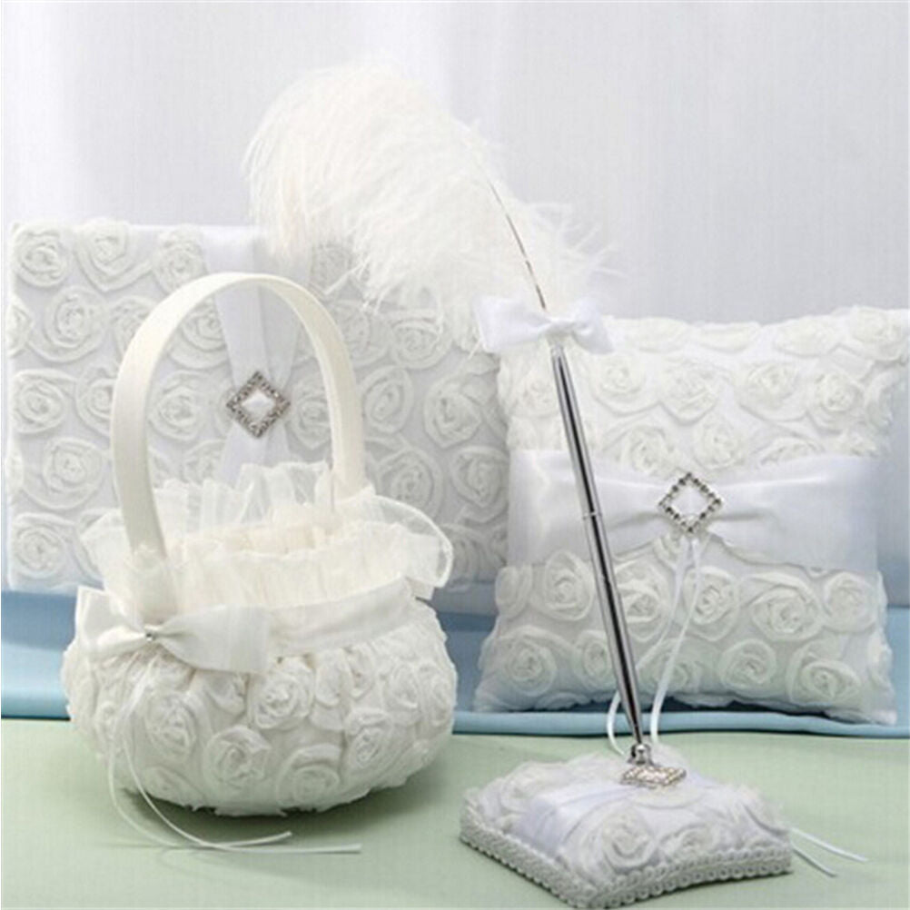 Wedding Ceremony Party Love Case Satin Bowknot Rose Flower Girl Basket Y JRM SJ