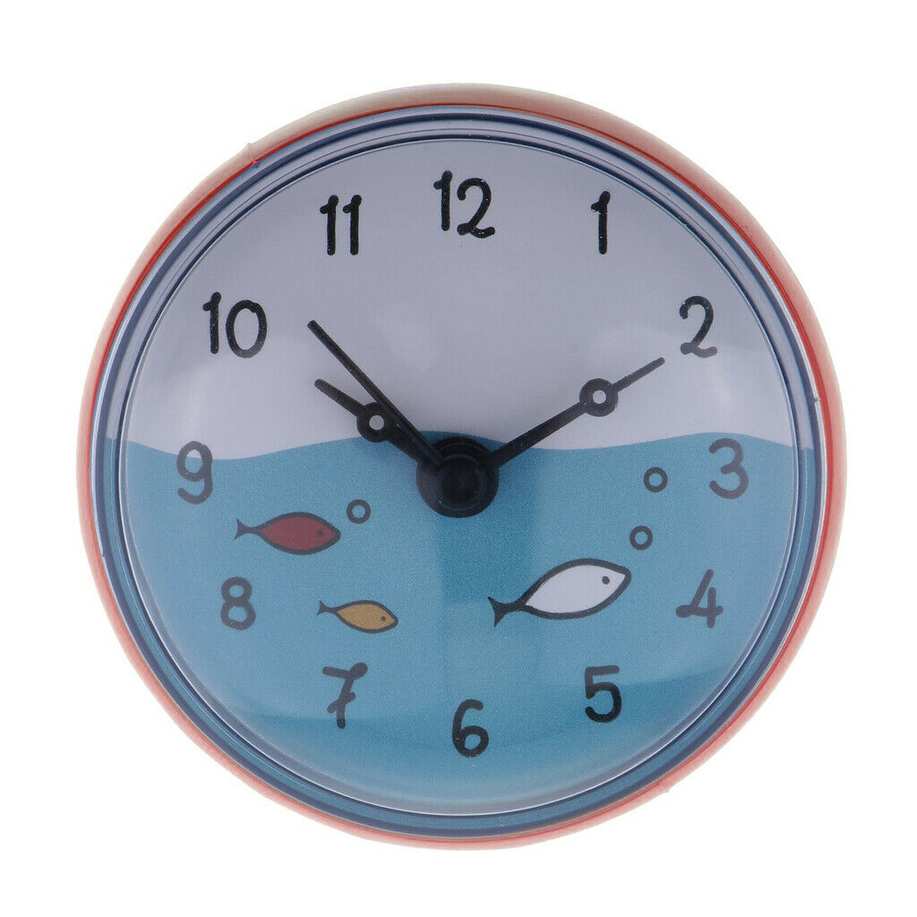 2Pcs Bathroom Clock Waterproof Mini Bath Wall Clock Time Display Portable