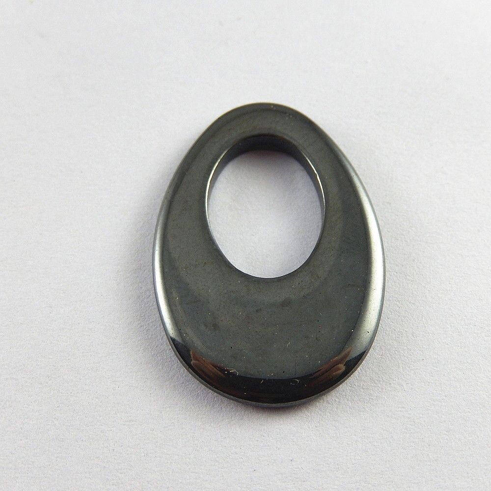 5 pcs Electroplated Black Hematite Collar Circle Charms Pendant Findings 35x24mm