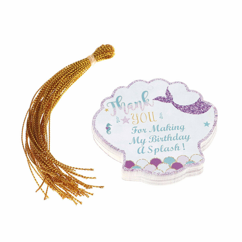 24pcs Thank You Tags Mermaid Shell Tags with String Gift Box Packaging Lab.l8