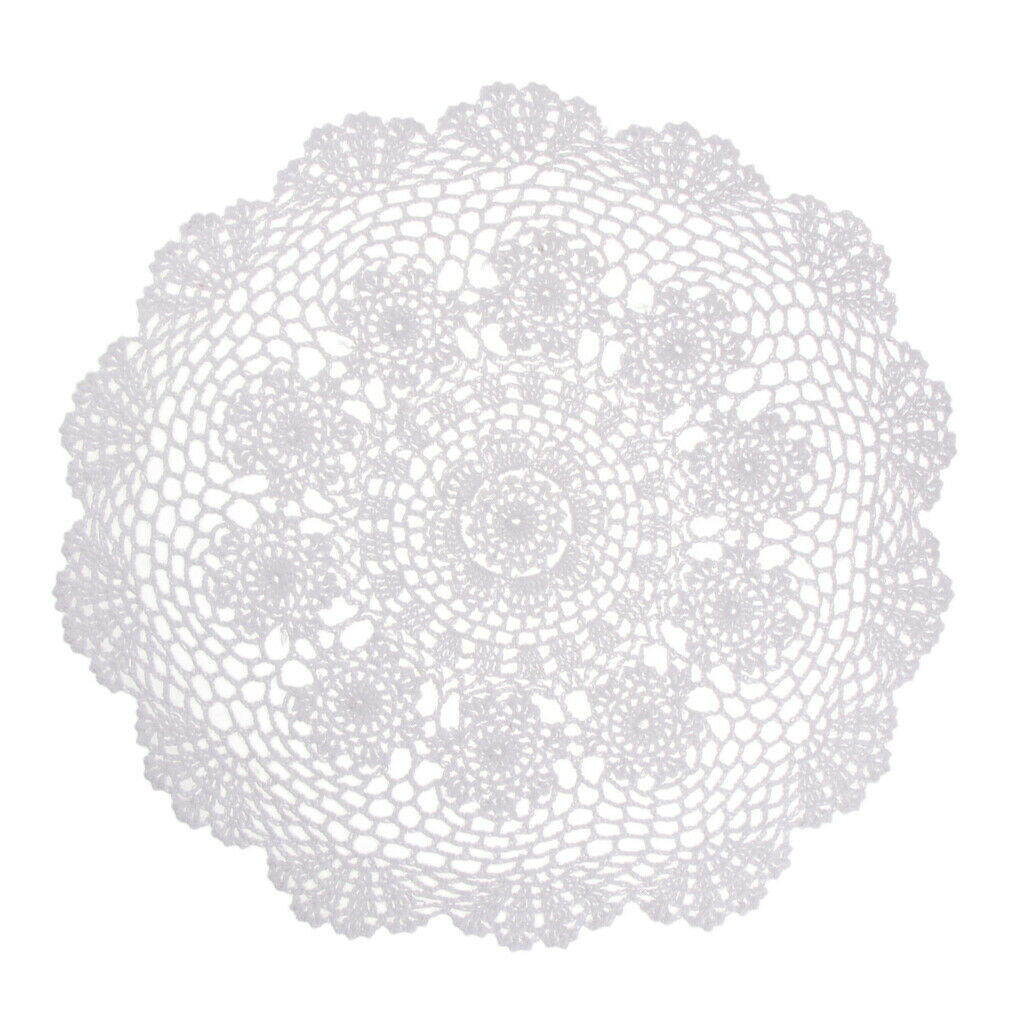 White Water Lily Crochet Cotton Lace Doily Table Placemats Doilies Mat 50cm