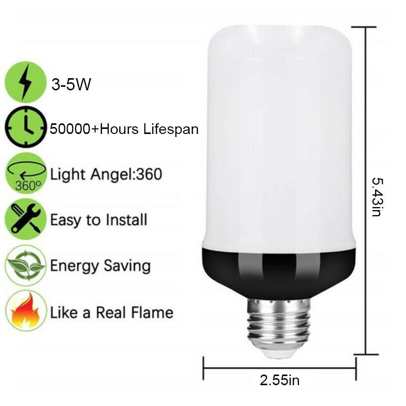 1Pc LED Flame Effect Fire Light Bulb E27 Simulated Nature Flicker Lamp De.l8