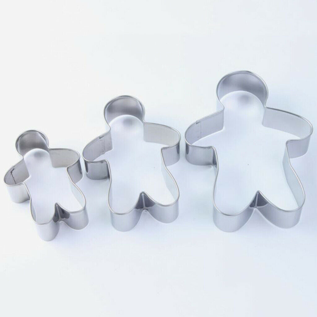 3Pcs Cookie Cutters Mould Cookie Pastry Fruit Cutters Stainless Steel Boy