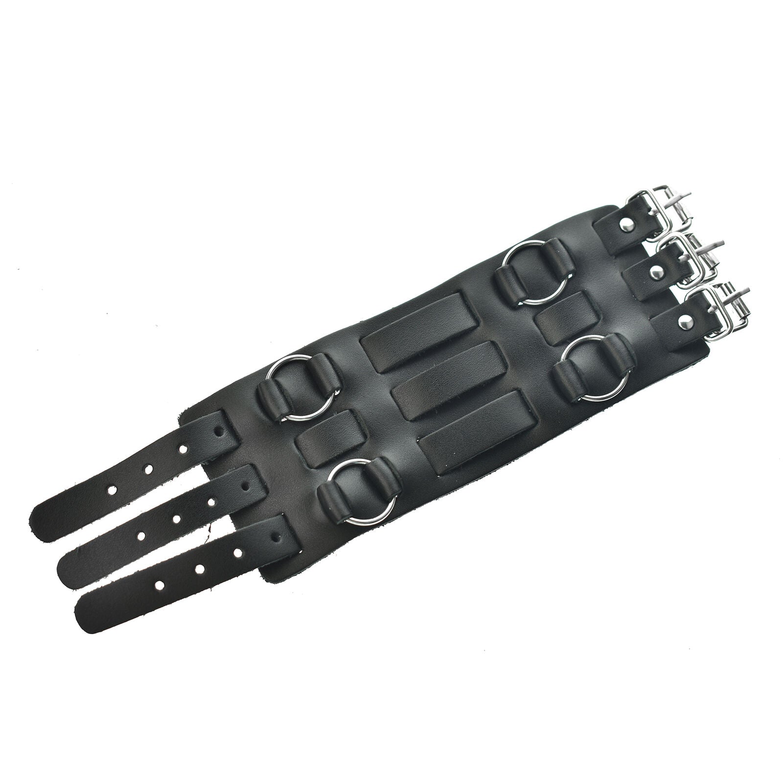 Mens Biker Studded Leather Wide Watch Band Buckle Close