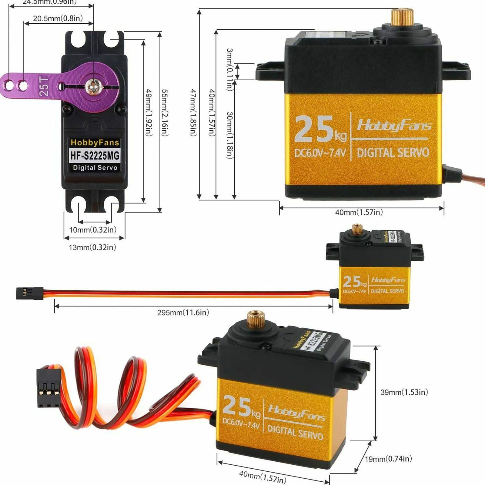 25KG Full Metal Gear High Torque Waterproof Digital Servo with 25T Servo Arm New