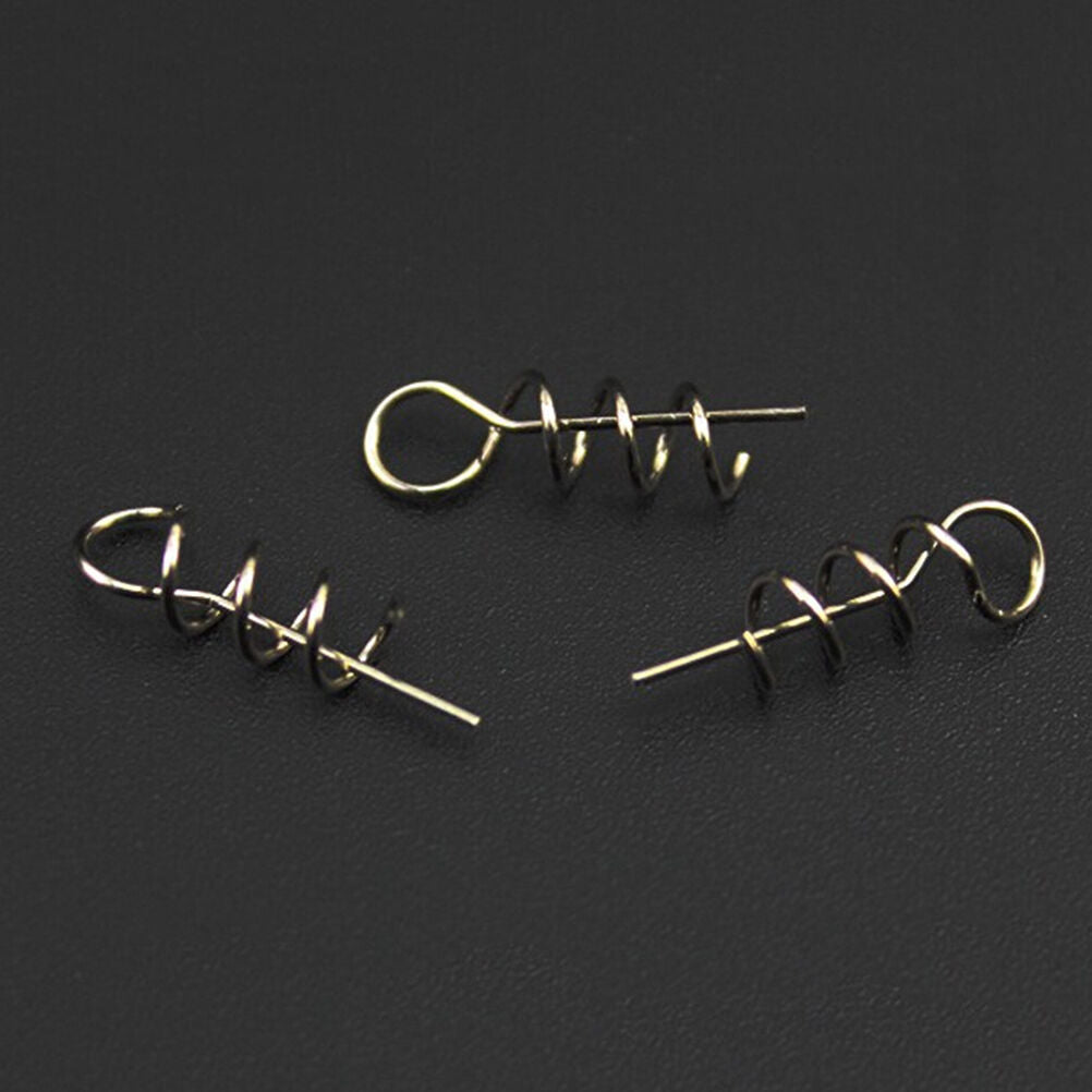 100pcs Soft Lure Baits Hook Pin Spring Fixed Lock Fishing Screw Needle Worm DD