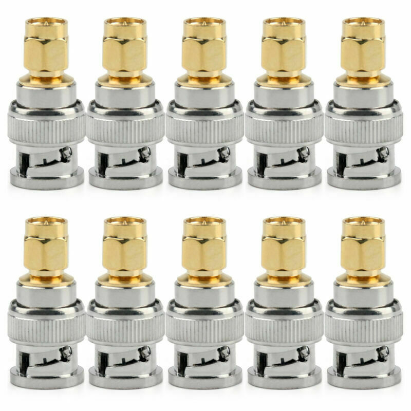 10x Adapter BNC Plug Male To SMA Male RF Connector Straight M/M AT2