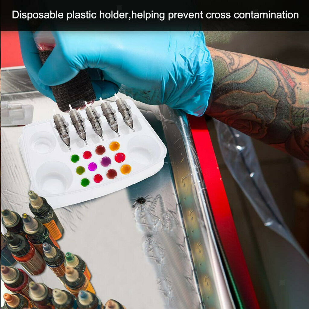20x White Disposable Tattoo Pigment Ink Holder Cup Tray Pallet for Body Art
