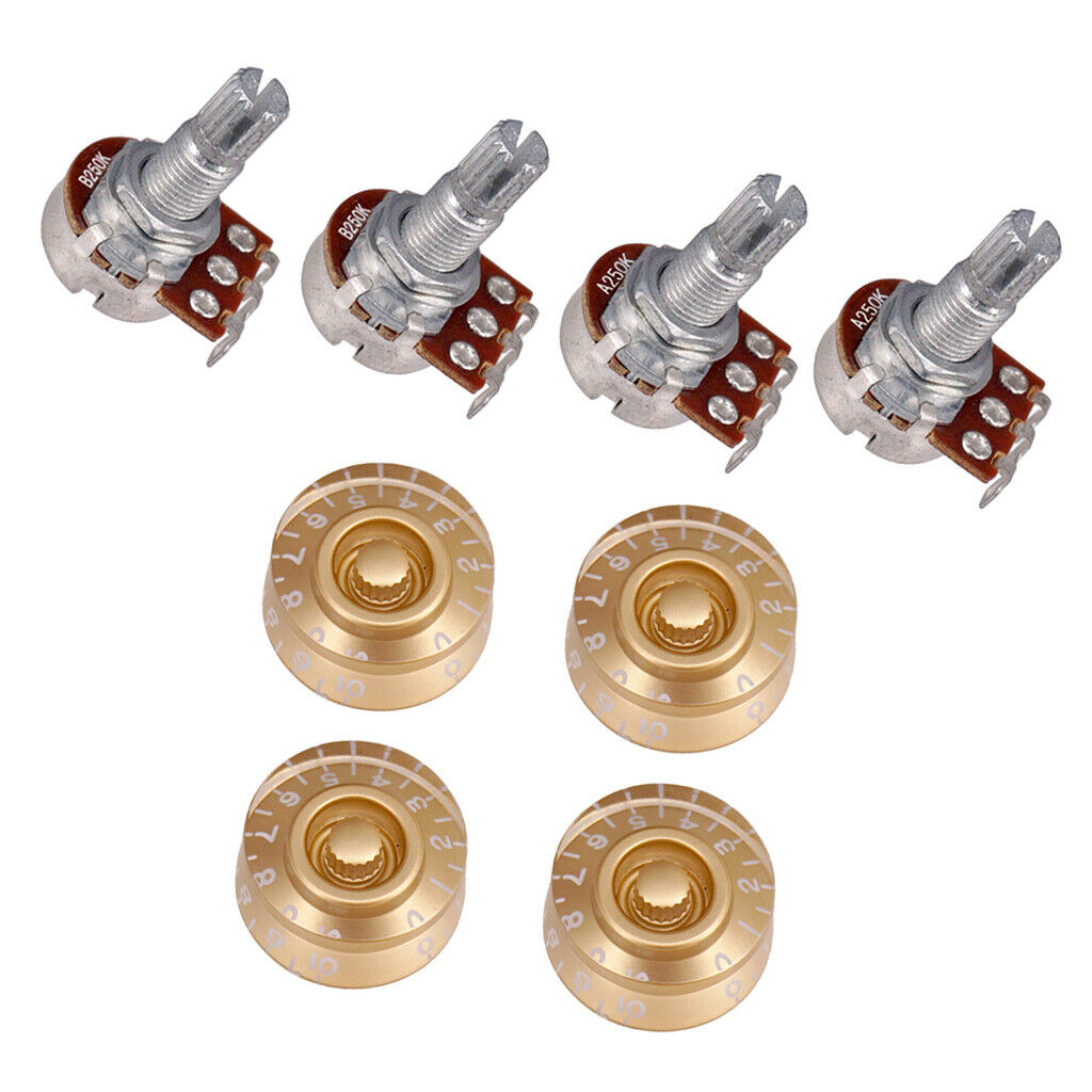 4 X Guitar Potentiometer A250K B250K + 4-Piece Knob Volume Control Volume Knob
