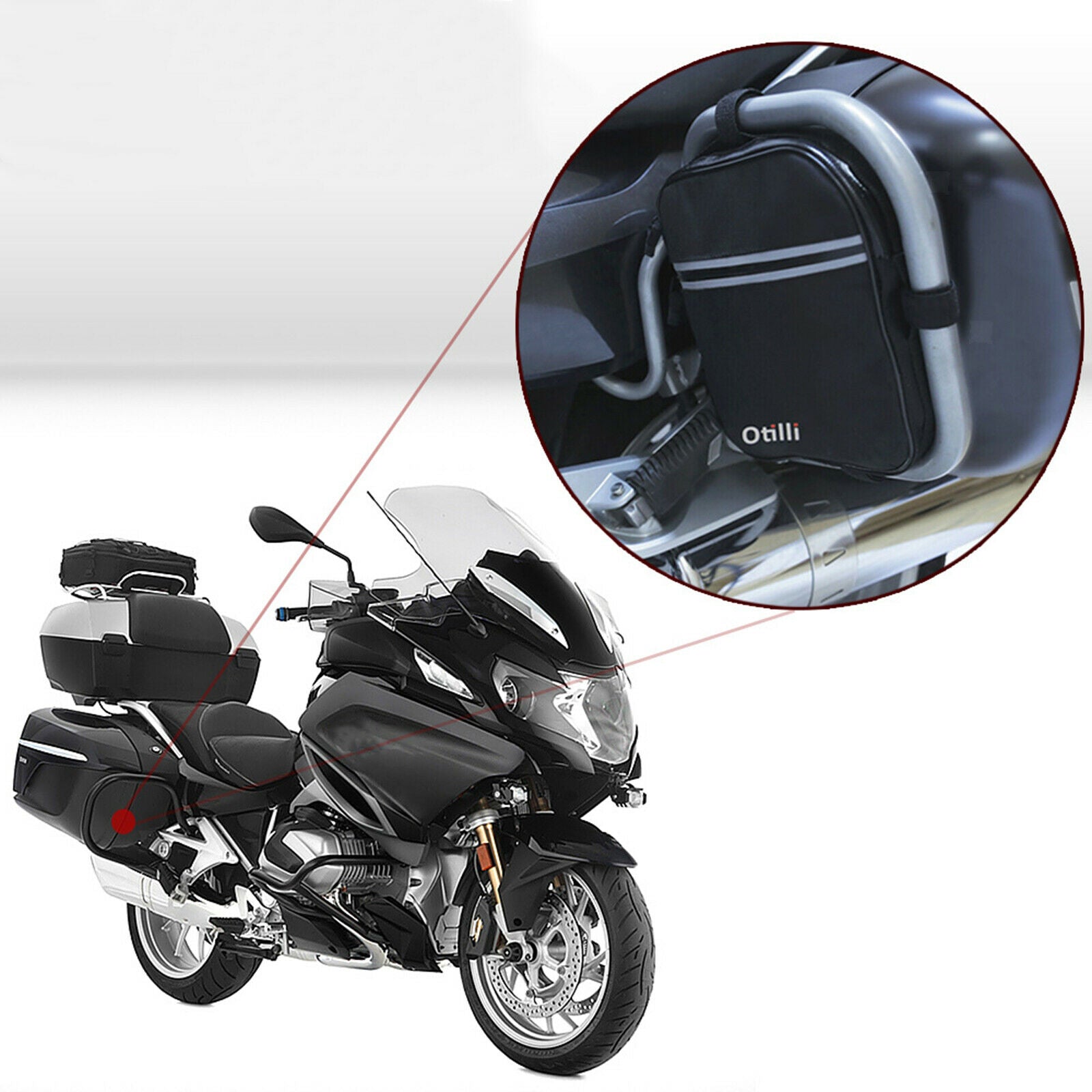 1 Pair Motorbike Waterproof Frame Crash Bar Bags for BMW R1200RT Black