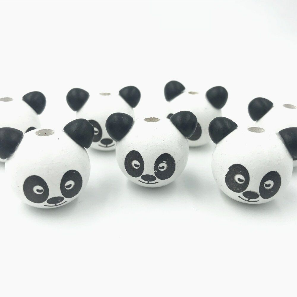 10pcs Wooden Round panda Loose Beads Beaded Baby Pacifier Clip making